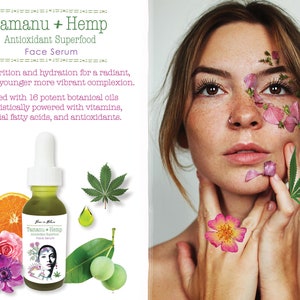 Tamanu Hemp Antioxidant Rich Superfood Face Serum / Exotic Organic Botanicals, Plant Based Superfood Facial Oil / Anti-Aging, Moisturize Bild 5