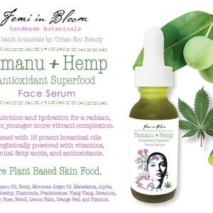 Tamanu Hemp Antioxidant Rich Superfood Face Serum / Exotic Organic Botanicals, Plant Based Superfood Facial Oil / Anti-Aging, Moisturize Bild 3