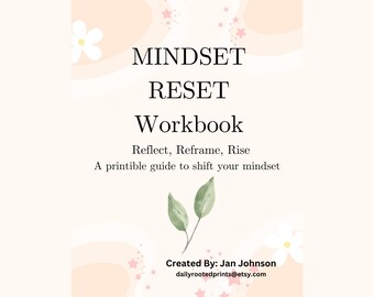Mindset Reset Journal - Quaderno di lavoro stampabile per la cura di sé/ Download digitale di 15 pagine/ Diario quotidiano di affermazioni, gratitudine e riflessione