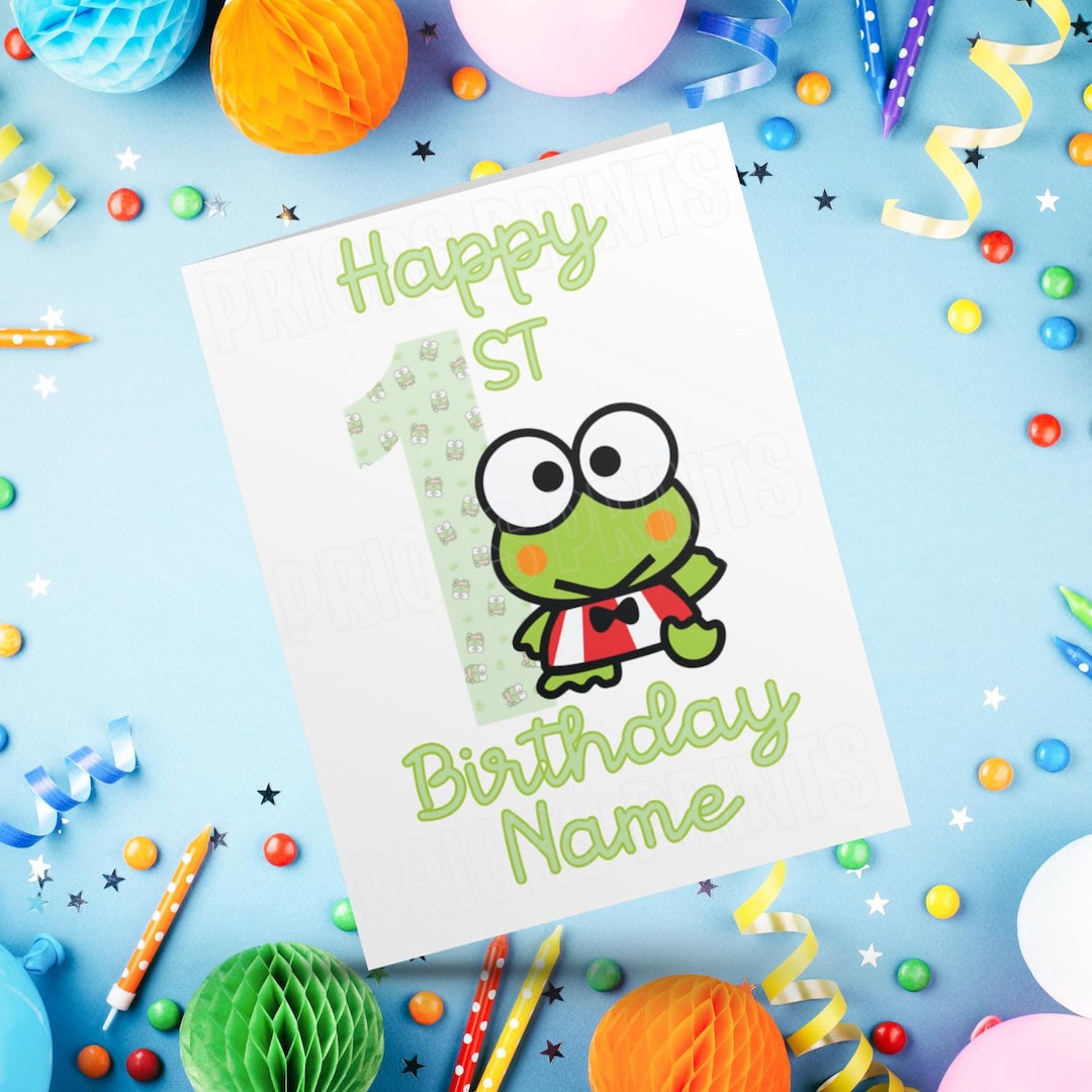 Keroppi Personalised Birthday Card With Age 120 Years (hello Kitty
