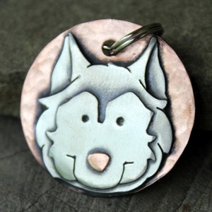 Husky Dog Tag - Large Dog ID Tag -Personalized Husky dog tag or key chain