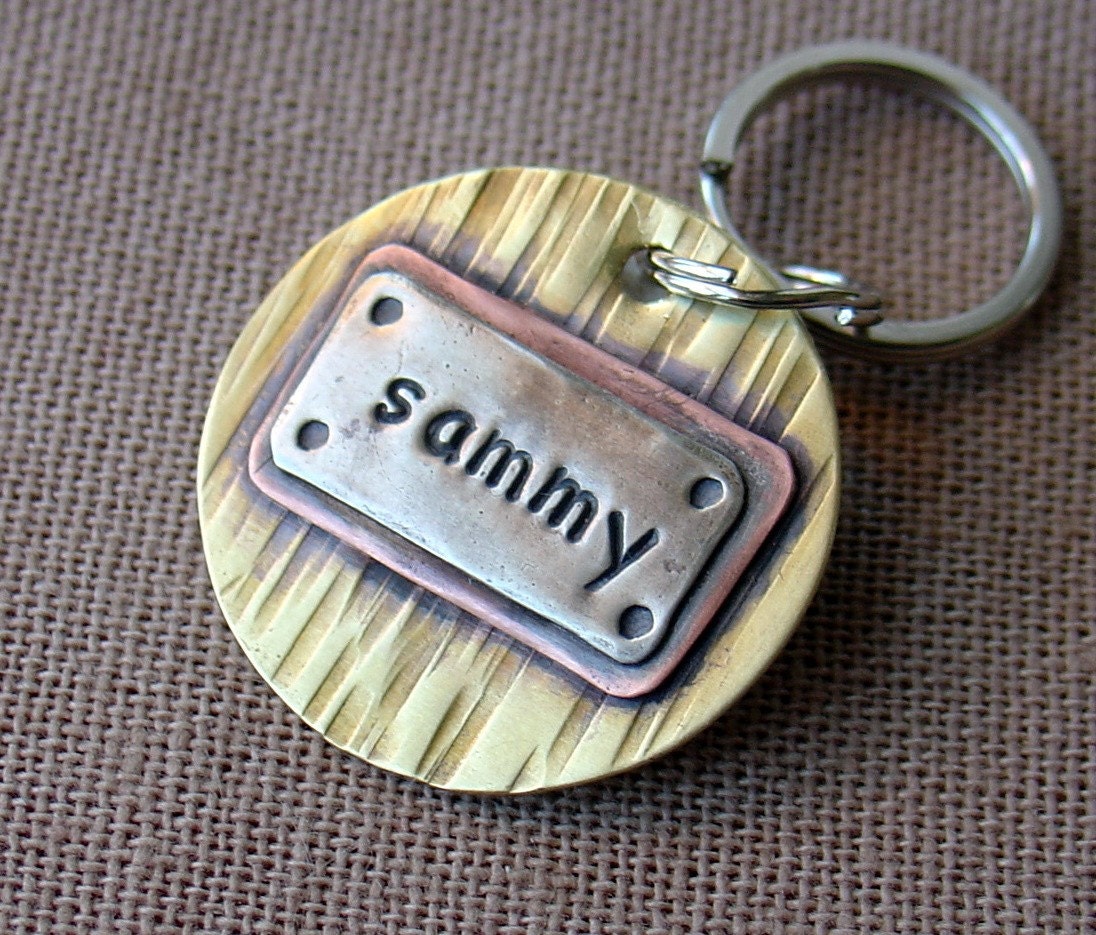 Pet Tag Large Metal Dog Id Tag Large Sammy Etsy