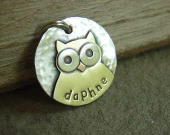 Dog ID Tag- baby owl tag for medim to small dogs