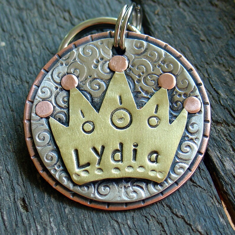 XL Dog ID Tag Princess Crown Personlized Pet Id Tag Etsy