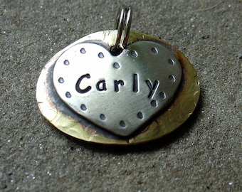 Medium dog tag- personalized heart dog id tag- Carly