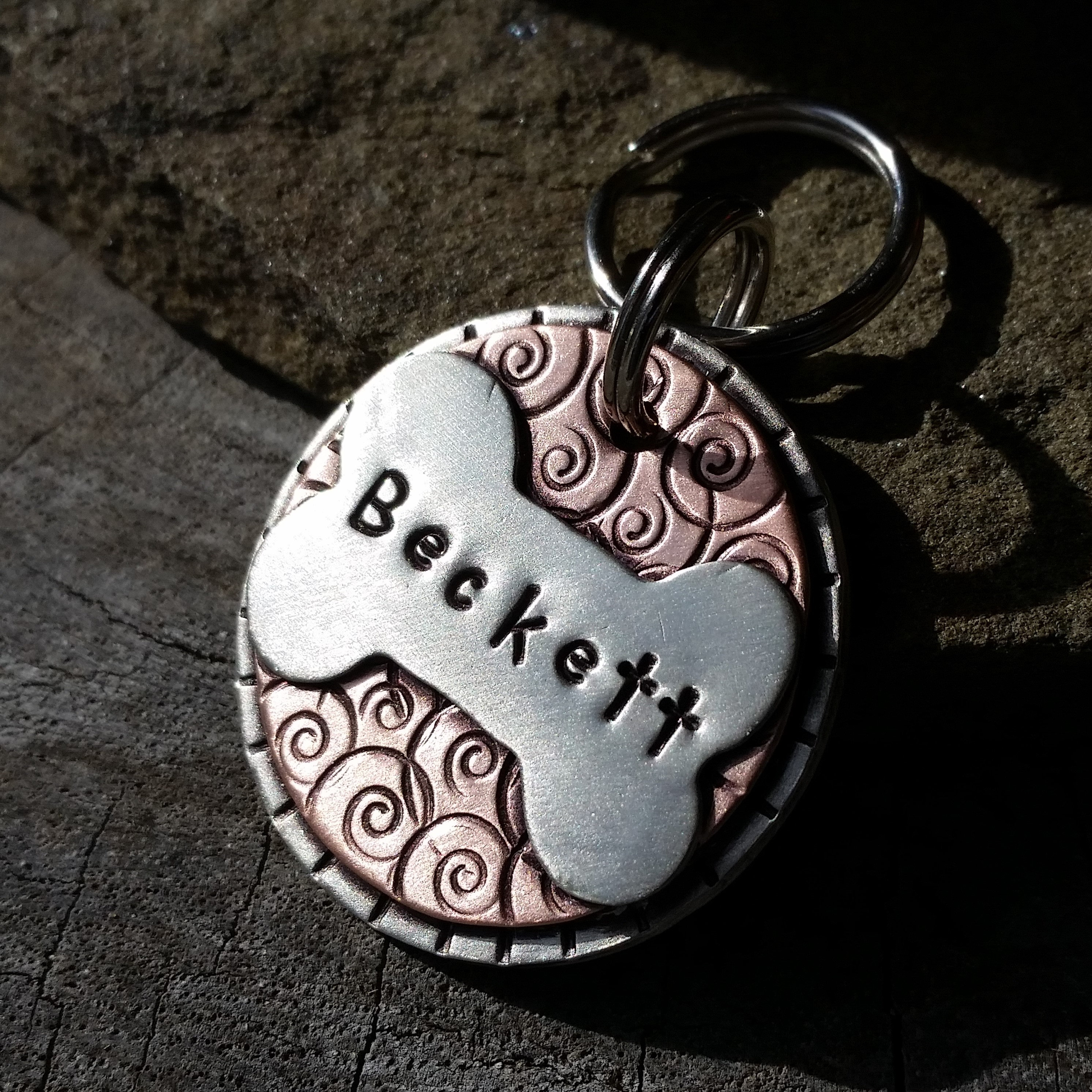 Custom Pet ID Tag Personalized Mixed Metal Tag for Large Dog Etsy