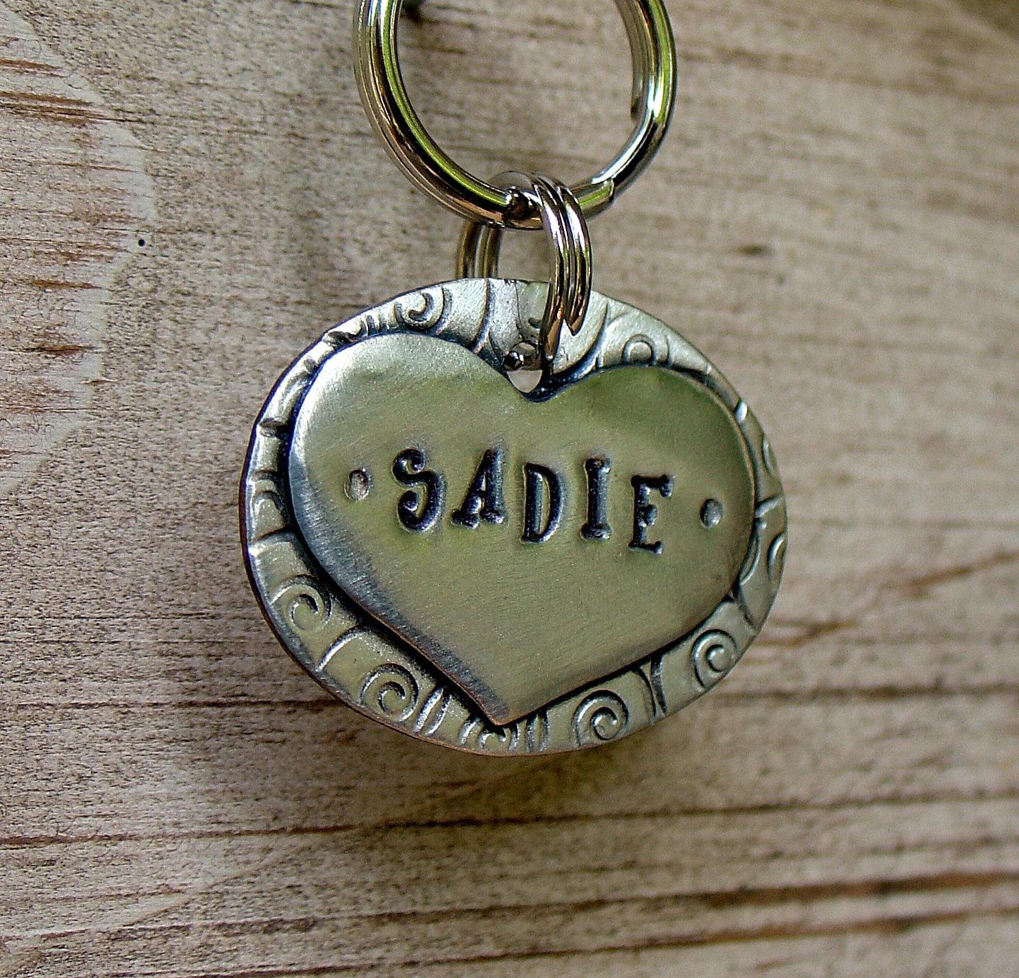 Heart Pet Id Tag For Pups Dog Unique Custom Mixed Metal Name Tag Dogs - The Sadie