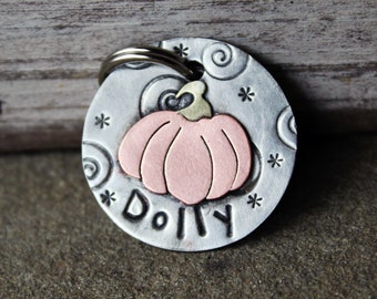 custom dog id tag-  mini pumpkin dog tag