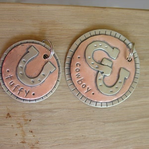 Double Horse Shoe - large mixed metal Pet ID Tag image 3