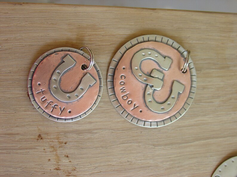 Double Horse Shoe - large mixed metal Pet ID Tag image 3