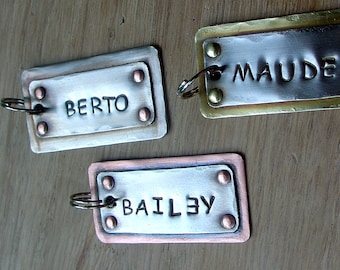 Custom pet ID tag- personalized mixed metal tag for dogs and cats-  Name Plates