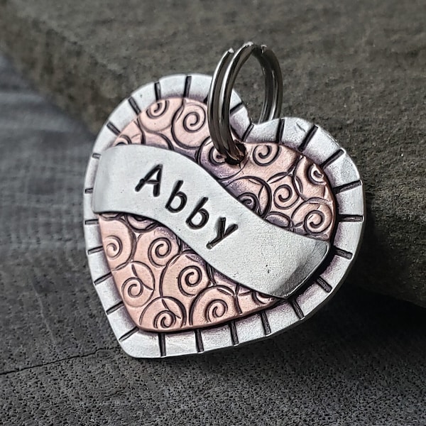 DOG TAG- pet ID tag-pet tag-personalized dog tag-dog Id tag-pet tag-dog mom-dog tags-dog lover gift-handmade-doggonetags-hearts- Ribbon