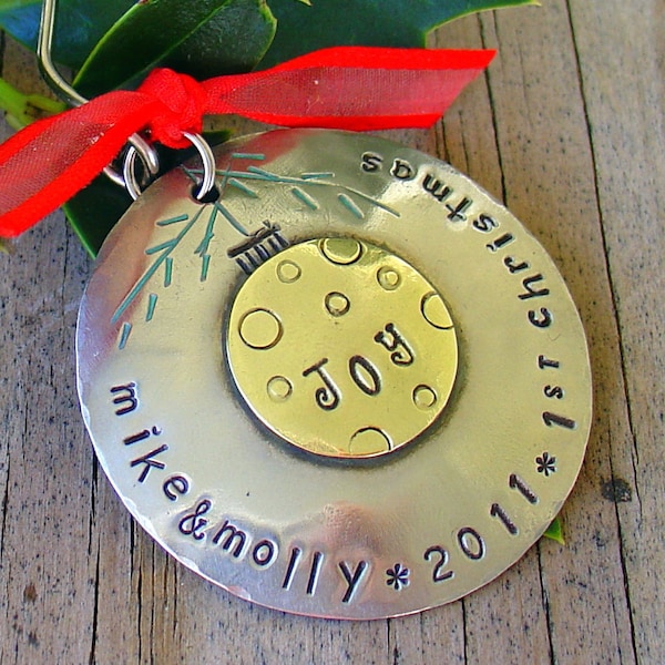 First Christmas or Family Christmas tree ornament- personalized