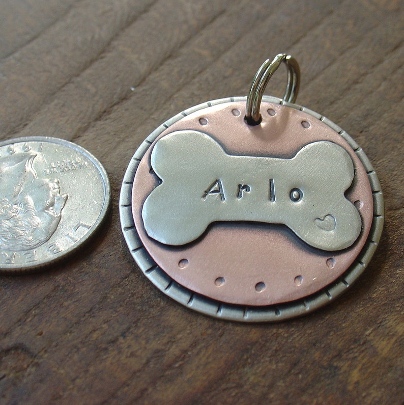 Custom Pet ID Tag Personalized Mixed Metal Tag for Large Dog Etsy