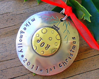 First Christmas or Family Christmas tree ornament- personalized