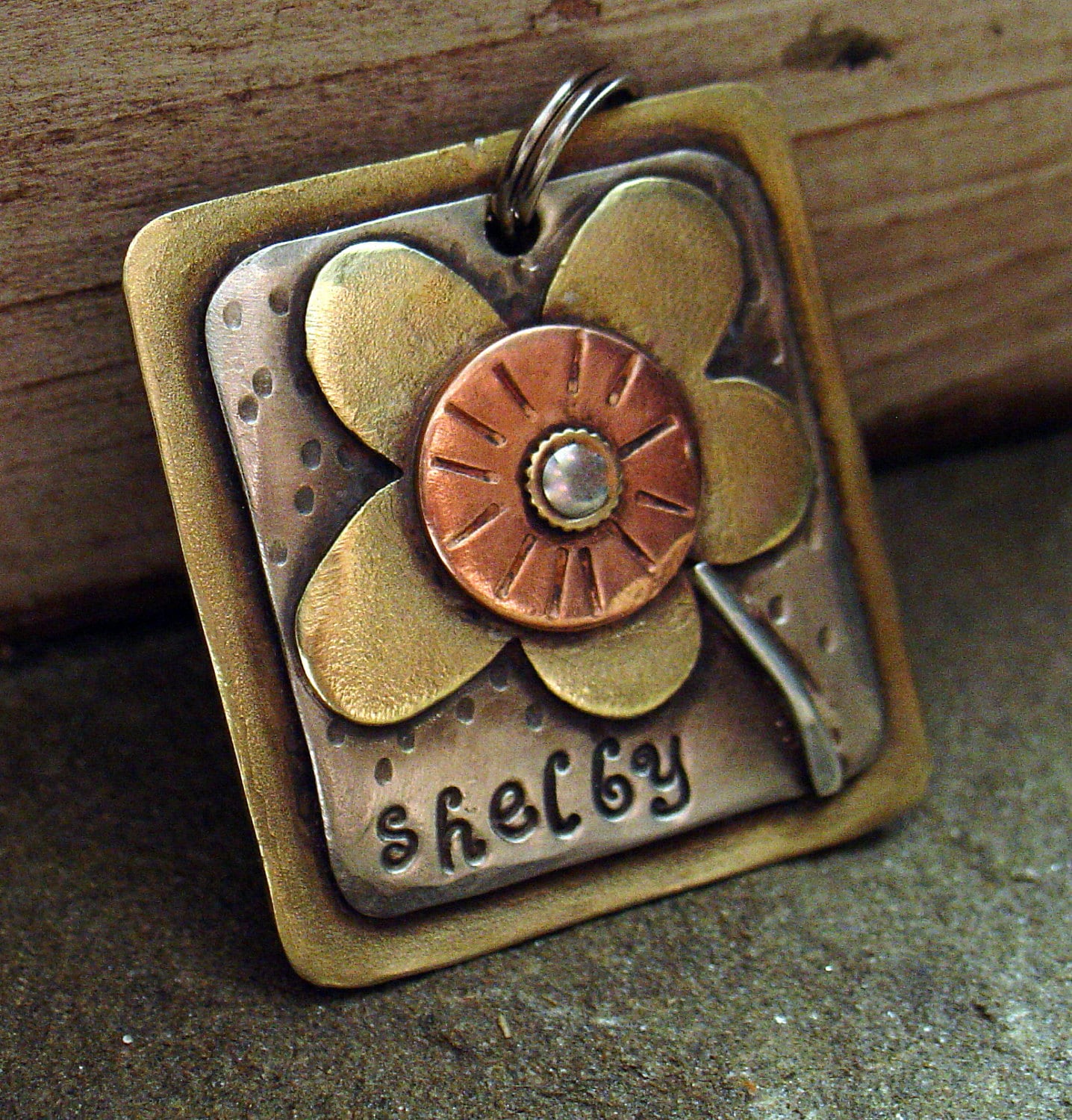 Custom dog tag- personalized mixed metal tag for pets-  the Shelby