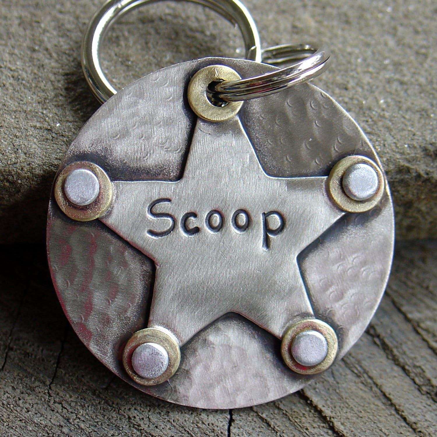 Boss -Pet ID tag- mixed metal sheriff star