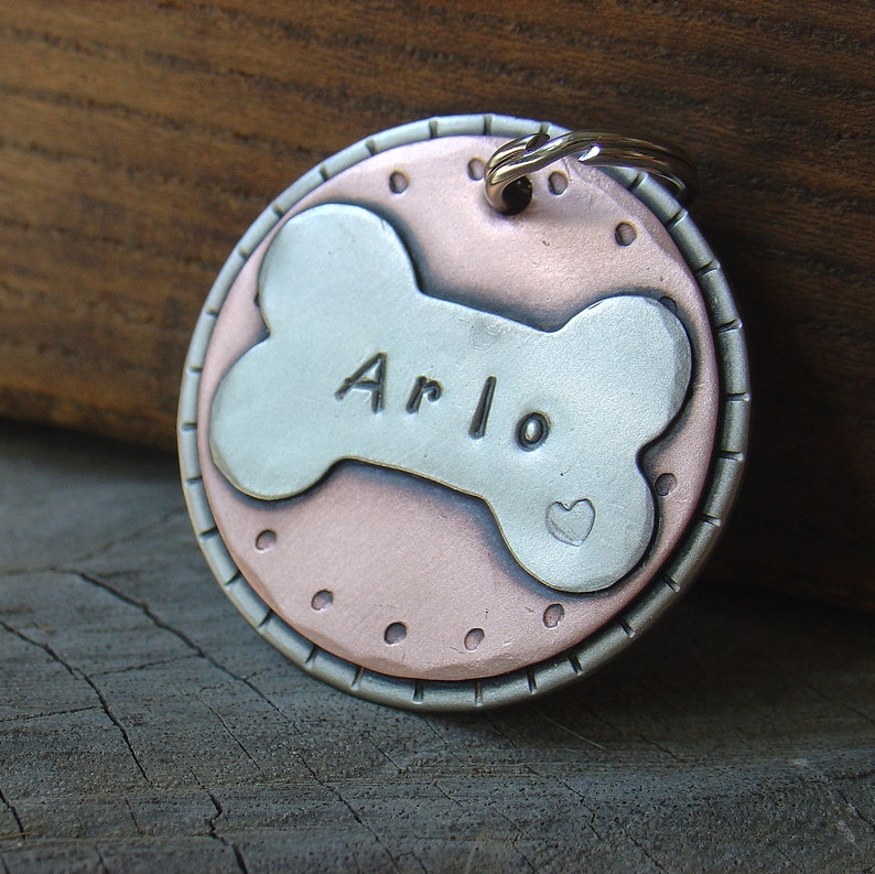 Custom Pet ID Tag Personalized Mixed Metal Tag for Large Dog Etsy