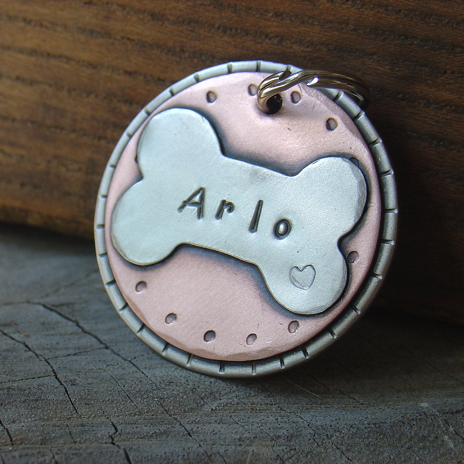 Custom pet ID tag- personalized mixed metal tag for large dog- the Ar…