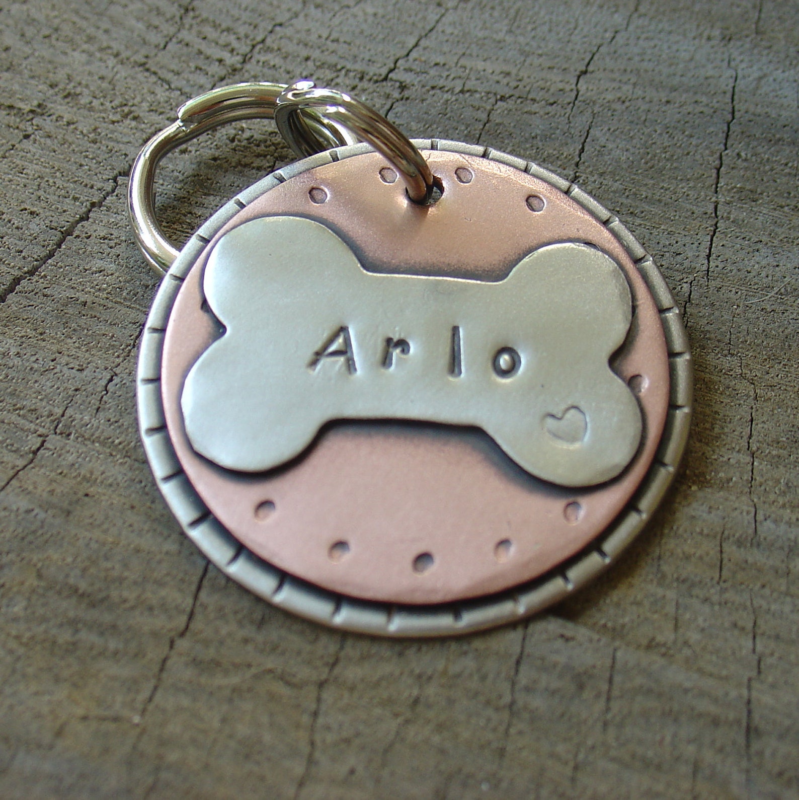 Custom Pet ID Tag Personalized Mixed Metal Tag for Large Dog Etsy