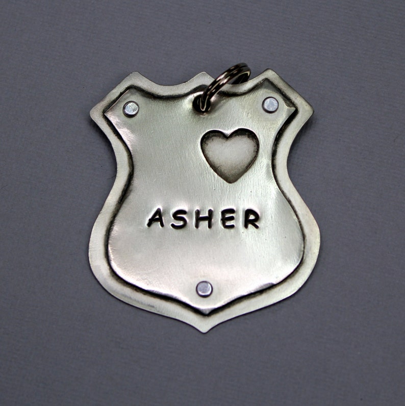 Large Dog ID tag Canine Police Badge Dog ID tag Asher Etsy
