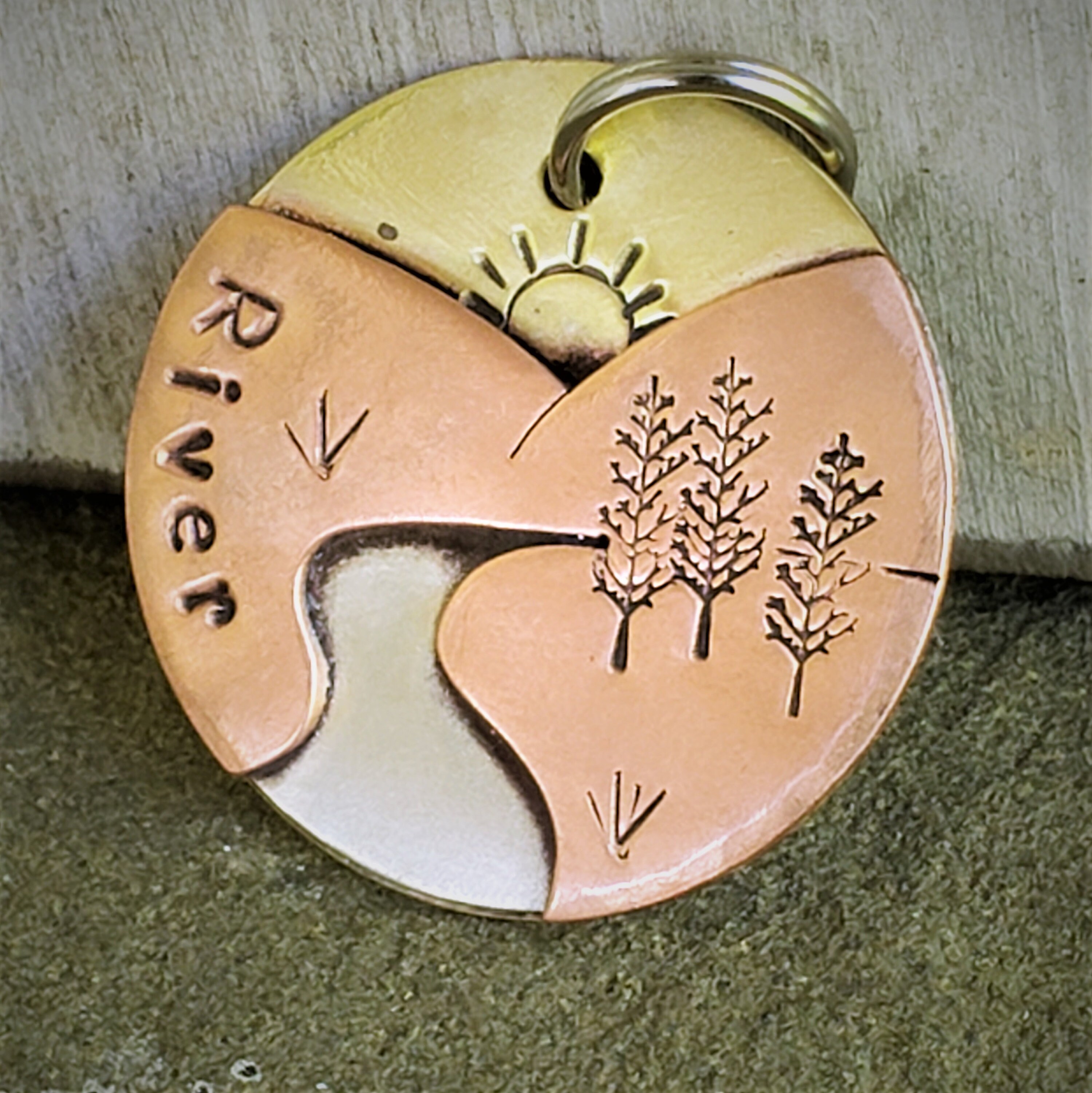 Dog ID tag- Mountain and River tag- Large Dog ID tag- personalized pe…