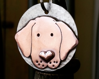 Custom ID tag for large dogs or key ring- Labrador Retreiver- Lab- hound dog- mixed metal pet id