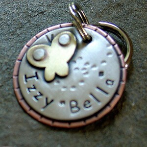 Dog ID Tag and key fob-  personalized butterfly tag for dogs