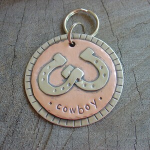 Double Horse Shoe - large mixed metal Pet ID Tag image 1