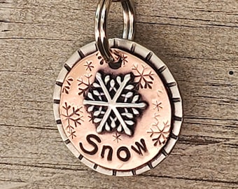 Snowflake Pet tag- Dog ID tag- winter and snow pet tag- Snow