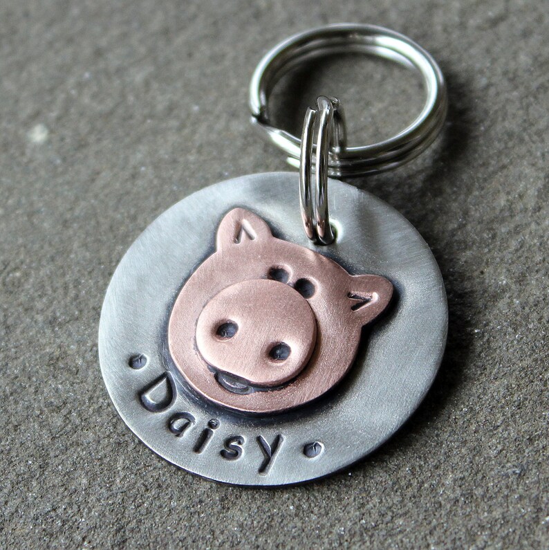 DOG TAG Custom Pet Id Tag Handmade Id Tag-Personalized Dog Collar ID Tag-Dog Tag for Dogs Pet Id tag Pig Id tag doggonetags Piglet image 3