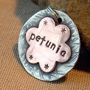 Custom Dog tag- Personalized mixed metal tag for your dog and cat- Petunia