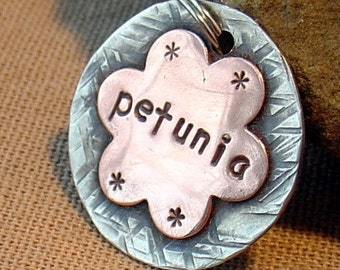 Custom Dog tag- Personalized mixed metal tag for your dog and cat- Petunia