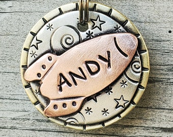 rocket shaped dog tag