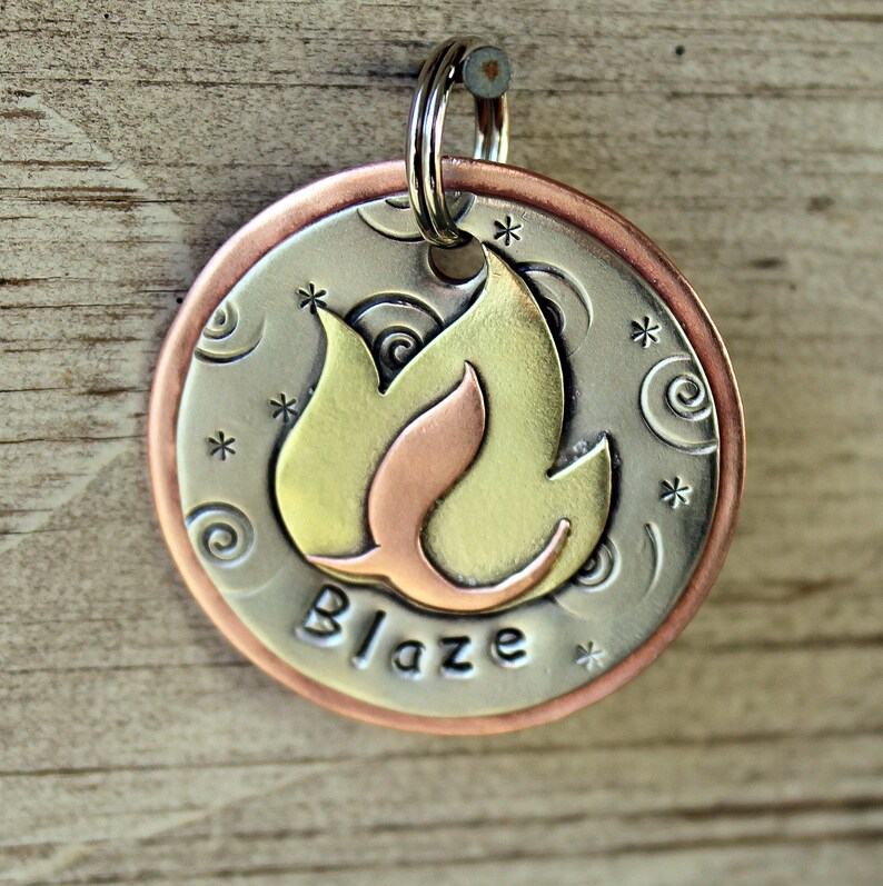 Dog Tag Dog ID Tag Pet Tag FIre Dog tag Blaze image 1