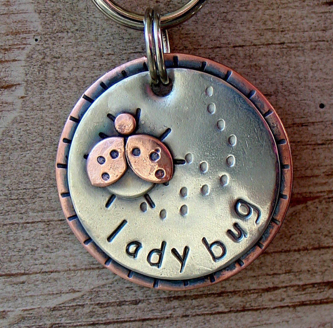 lady bug Dog ID Tag and key fob-  Lady Bug