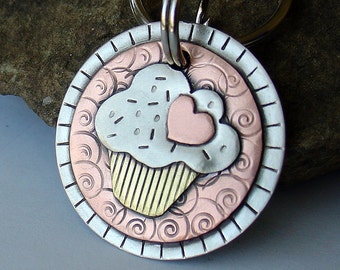 XL Custom pet ID tag- Dog Tag pour Big Dogs- étiquette cupcake en métal personnalisée