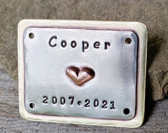 Urn plate for Dogs and Cats- Pet Memorial - Name and Date plate only for Pet Memory Box and Urns