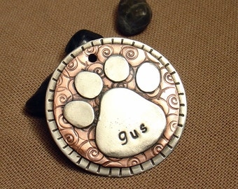 Medaglietta per cani - Medaglietta identificativa per cani - Medaglietta per animali domestici - Medagliette per cani personalizzate - Stampa di zampa fantasia