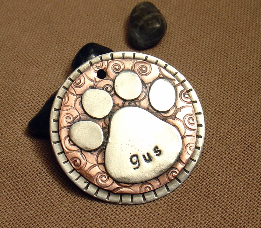 Dog Tag - Dog ID Tag - Pet Tag - Dog Tags Custom- Fancy Paw Print