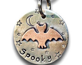 Halloween DOG TAG- Bat pet ID tag-pet tag-dog Id tag-pet tag - spooky dog tags-dog lover gift-handmade-doggonetags- vampire- bat