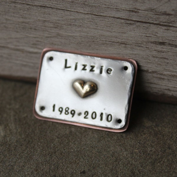 Pet Memorial - Name and Date plate only for Pet Memory Box and Urns