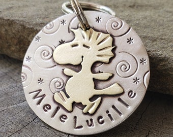 Pet Id Tag • Dog Id Tag • Dog Tag for Dogs • Personalized Tags • Dog Id Tag Stamped • Unique Dog Id Tag • Dancing Bird tag • Happy Bird