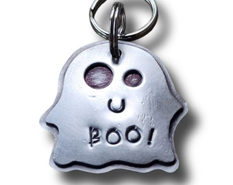 Halloween DOG TAG- Ghost pet ID tag-pet tag-dog Id tag-pet tag - spooky dog tags-dog lover gift-handmade-doggonetags- ghost- Boo