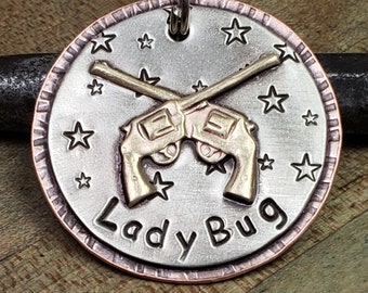 DOG TAG-pet id tag-dog tags for dogs-dog Id tag-dog tags-dog mom gift-pet tag-dog lover-handmade-pistols-gun tag-doggonetags-Annie Oakley