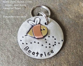 Custom Pet ID Tag-Bee- Handmade ID Tag-Personalized Dog Collar ID Tag-Dog Tag for Dogs