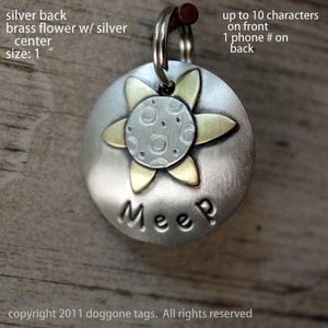 Daisy- mixed metal pet id tag