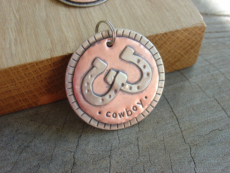Double Horse Shoe - large mixed metal Pet ID Tag image 2