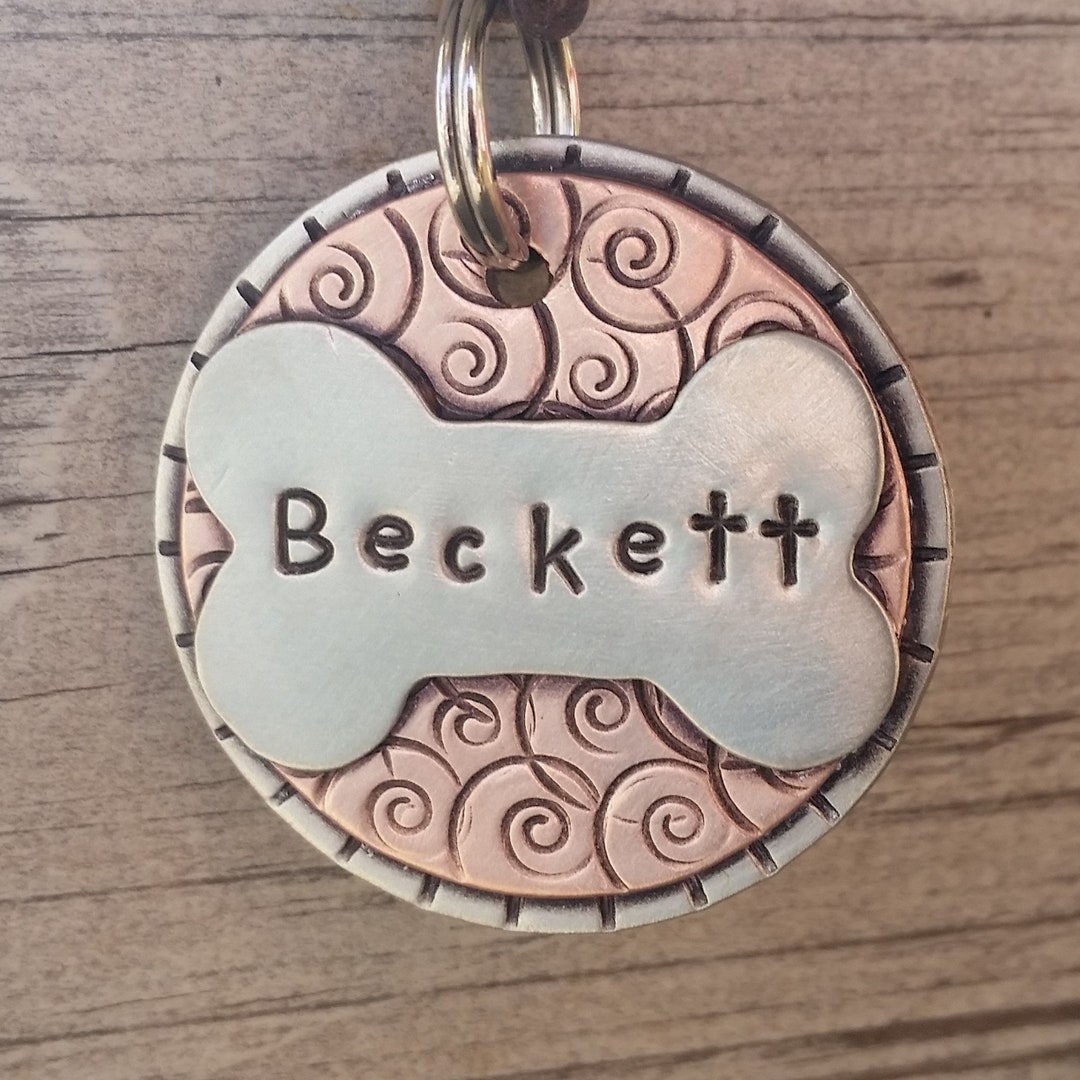 Custom Pet ID Tag Personalized Mixed Metal Tag for Large Dog Etsy