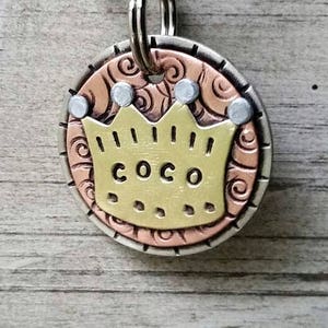 Small to Medium Dog ID Tag- CROWN pet id tag